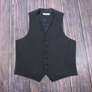 Suit Vest Perry Ellis Mens Small Black Geometric Tuxedo‎ Formal Waistcoat USA